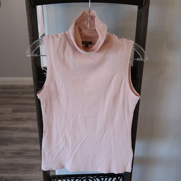 🔥Turtleneck Tight Fitted/Stretchy Sleeveless Shirt-L Pink Montego Tank Top - Picture 8 of 11